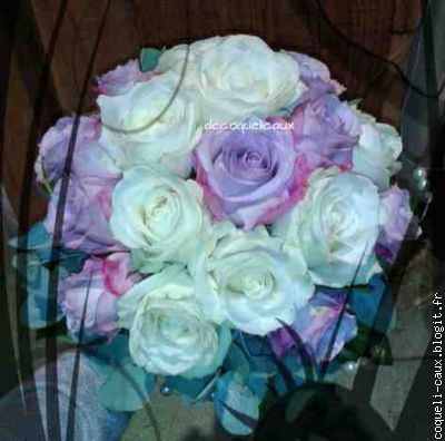 bouquet de mariée rose blanche et parme